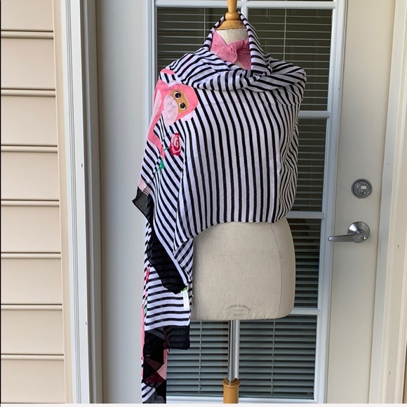 NEW Kate Spade Monkey Rose Shawl Scarf🌹🐒 ♠️ - Picture 6 of 7